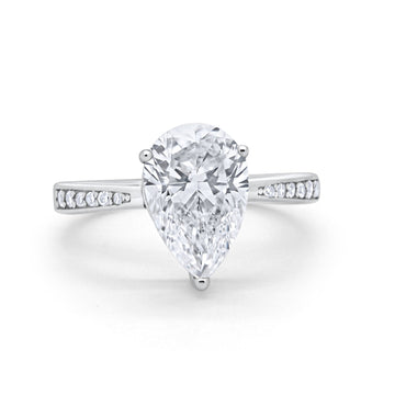 Teardrop Pear Bridal Ring Round Simulated CZ 925 Sterling Silver
